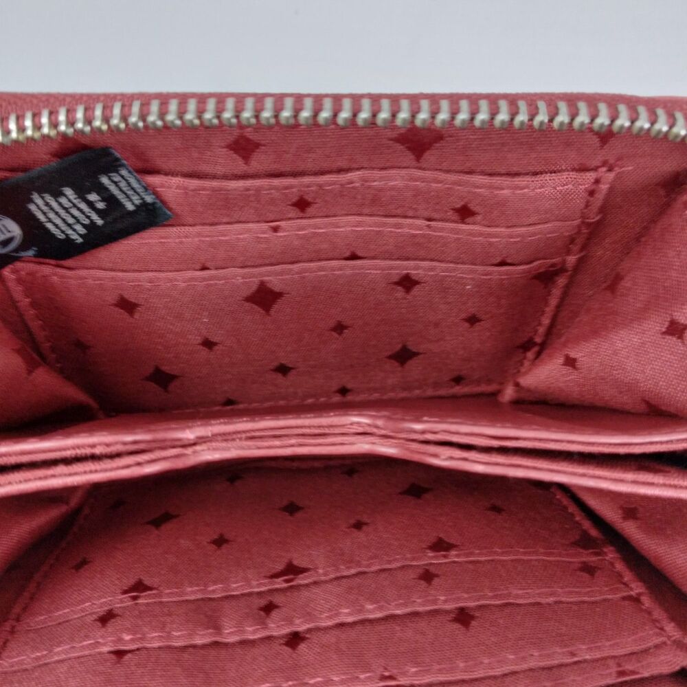 Fossil Red Leather Coin Purse Wallet Swan Detail Cow Hide Leather - Picture 7 of 12